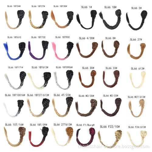 Hot Selling Drawstring Fishtail Braids Ponytail Synthetic Hair Extensions High Temperature Fibre Synthetic Hair Ponytails